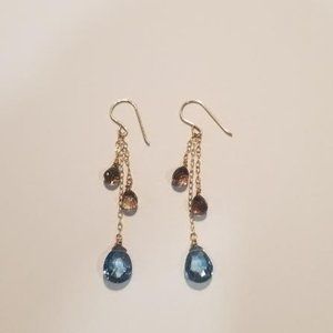 Judy Brandon G/F Piereced earings with blue and brown topaz
